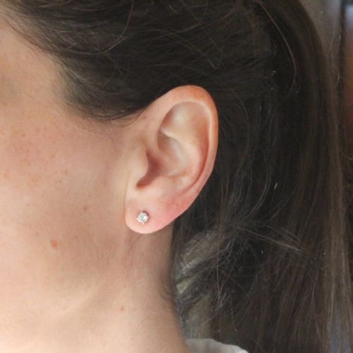 fig 1. 0.41 Carat Old European Cut Diamond Stud Earrings, Platinum