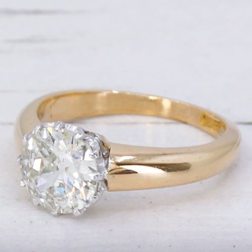 Mid Century 1.15 Carat Old Cut Diamond Engagement Ring, Circa 1950