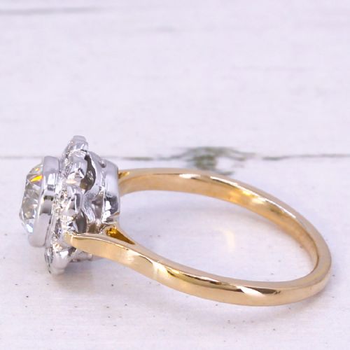 fig 2. Mid Century 1.44 Carat Old Cut Diamond Cluster Ring, circa 1950