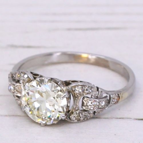 Edwardian 1.41 Carat Old Cut Diamond Engagement Ring, Circa 1910
