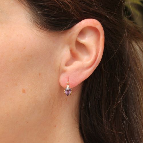 fig 1. Edwardian 1.00 Carat Unheated Purple Sapphire Dormeuse Earrings, circa 1910