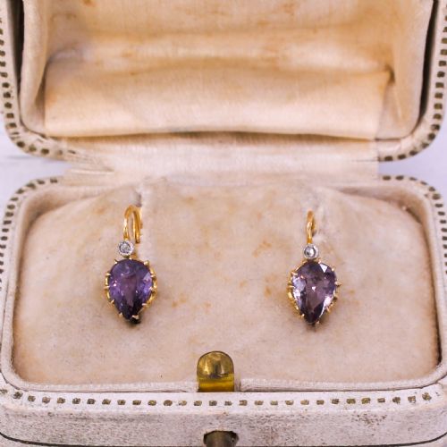 fig 2. Edwardian 1.00 Carat Unheated Purple Sapphire Dormeuse Earrings, circa 1910
