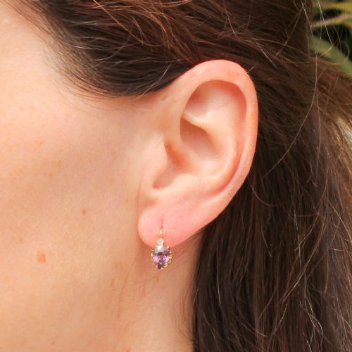fig 3. Edwardian 1.00 Carat Unheated Purple Sapphire Dormeuse Earrings, circa 1910