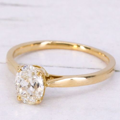Art Deco 0.76 Carat Old Oval Cut Diamond Engagement Ring, Circa 1920