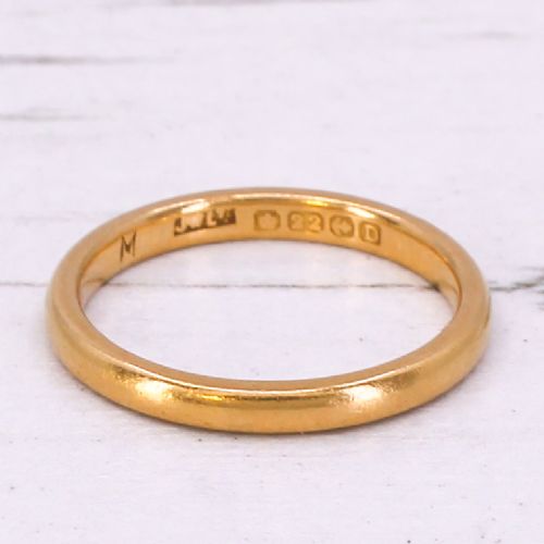 Vintage 22k Yellow Gold Wedding Band, Dated 1928