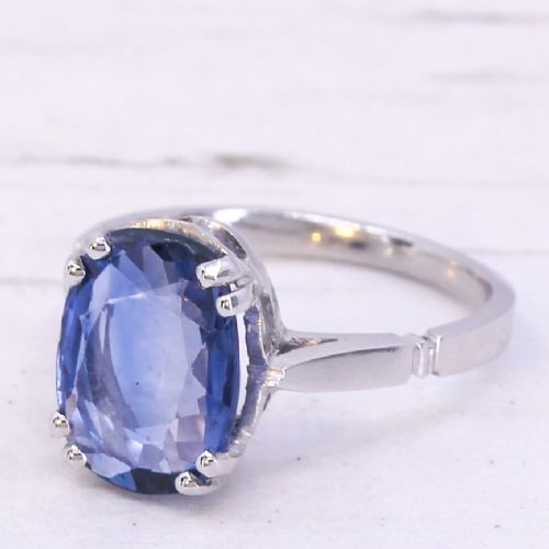 Art Deco 2.71 Carat Ceylon Sapphire Solitaire Ring, Circa 1930