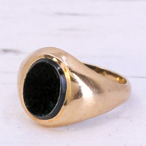 Mid Century Onyx Signet Ring, Dated 1968