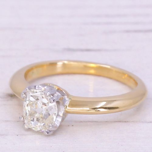 Mid Century 0.91 Carat Old Cut Diamond Engagement Ring, Circa 1950