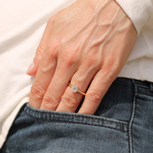 fig 1. Mid Century 0.91 Carat Old Cut Diamond Engagement Ring, circa 1950