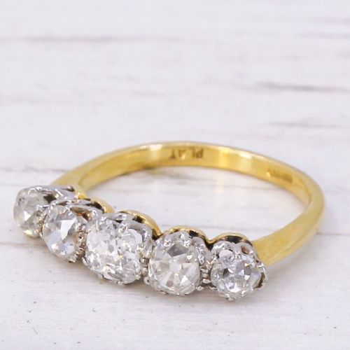 Art Deco 1.40 Carat Old Cut Diamond Five Stone Ring, Circa 1925