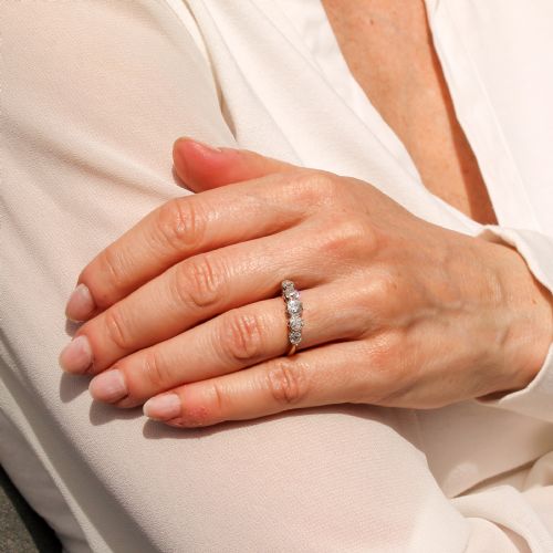 fig 1. Art Deco 1.40 Carat Old Cut Diamond Five Stone Ring, circa 1925