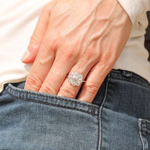 fig 1. Mid Century 1.45 Carat Brilliant Cut Diamond Cluster Ring