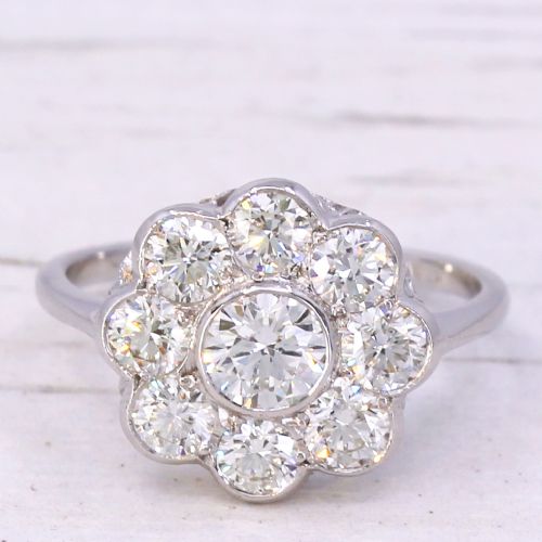 fig 2. Mid Century 1.45 Carat Brilliant Cut Diamond Cluster Ring