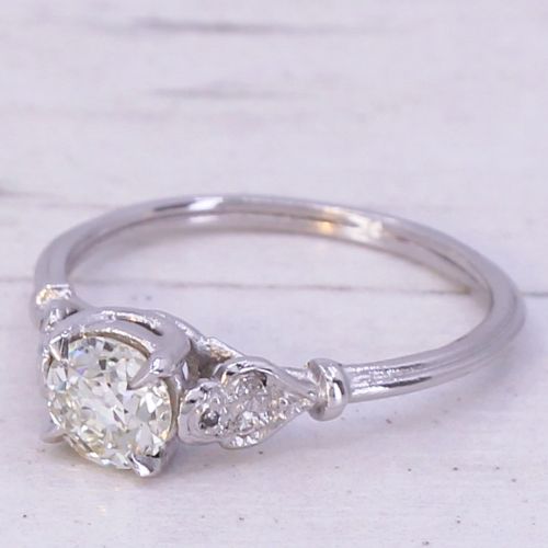 Mid Century 0.53 Carat Old Cut Diamond Engagement Ring, Circa 1960