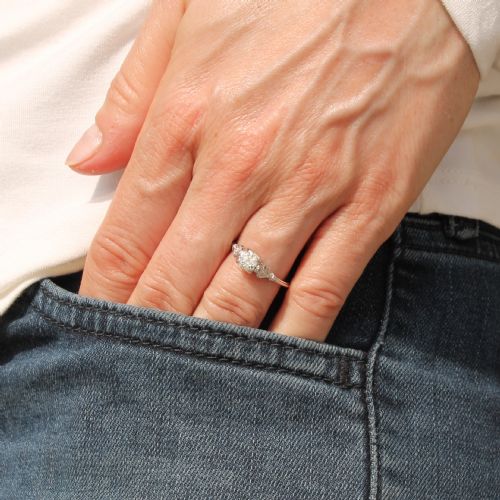 fig 1. Mid Century 0.53 Carat Old Cut Diamond Engagement Ring, circa 1960
