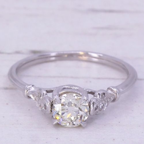 fig 2. Mid Century 0.53 Carat Old Cut Diamond Engagement Ring, circa 1960