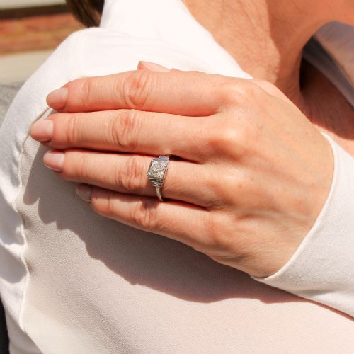 fig 1. Mid Century 0.84 Carat Old Cut Diamond Engagement Ring, circa 1950