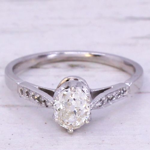 fig 2. Art Deco 0.74 Carat Old Oval Cut Diamond Engagement Ring, circa 1930