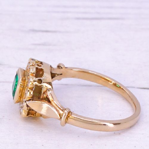 fig 3. Art Deco 0.46 Carat No Oil Colombian Emerald & Diamond Cluster Ring, circa 1935