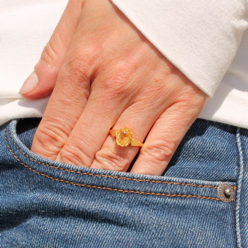 fig 1. Victorian 1.97 Carat Natural Ceylon Yellow Sapphire Solitaire Ring, circa 1900
