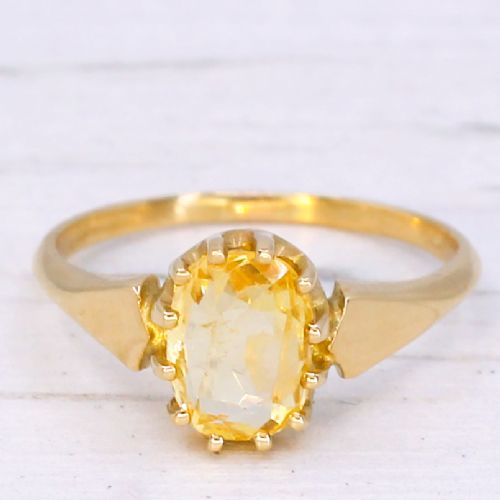 fig 2. Victorian 1.97 Carat Natural Ceylon Yellow Sapphire Solitaire Ring, circa 1900