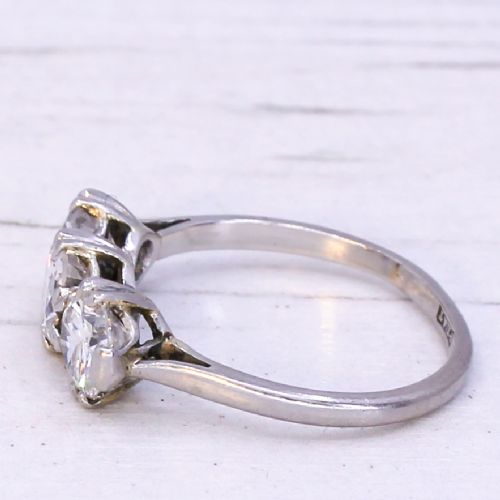 fig 3. Mid Century 2.00 Carat Transitional Cut Diamond Trilogy Ring, circa 1960