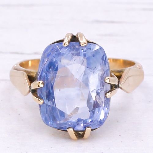 fig 2. Mid Century 11.32 Carat Natural Ceylon Sapphire Solitaire Ring, circa 1960