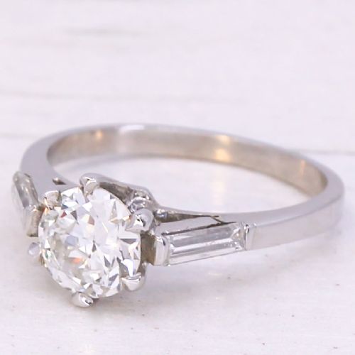 Mid Century 0.91 Carat Old Cut Diamond Engagement Ring, Circa 1950