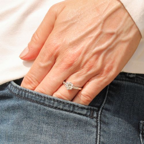 fig 1. Mid Century 0.91 Carat Old Cut Diamond Engagement Ring, circa 1950