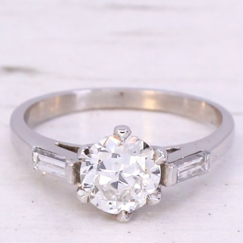 fig 2. Mid Century 0.91 Carat Old Cut Diamond Engagement Ring, circa 1950