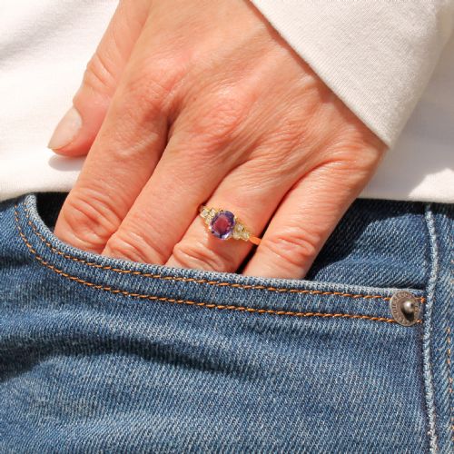 fig 1. Art Deco 1.11 Carat Purple Ceylon Sapphire Solitaire Ring, circa 1920