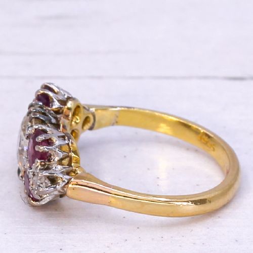 fig 3. Edwardian 1.25 Carat Old Cut Diamond & Ruby Cluster Ring, circa 1905