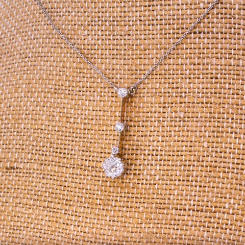 Edwardian 1.12 Carat Old Cut Diamond Pendant, Circa 1910