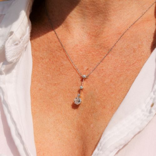 fig 1. Edwardian 1.12 Carat Old Cut Diamond Pendant, circa 1910