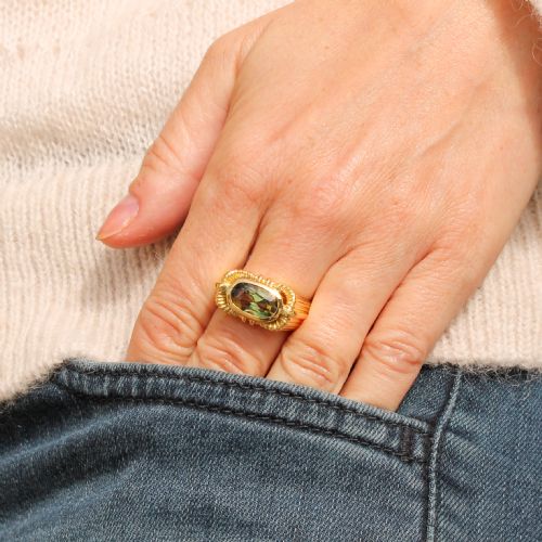 fig 1. Mid Century 4.61 Carat Chrysoberyl Ring, circa 1960