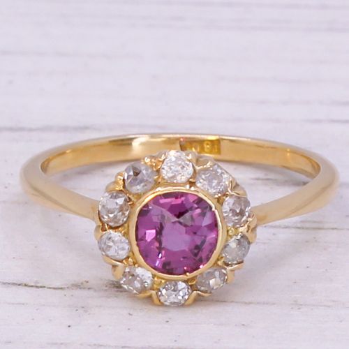 fig 2. Art Deco 0.70 Carat Natural Ruby & Old Cut Diamond Cluster Ring, circa 1920