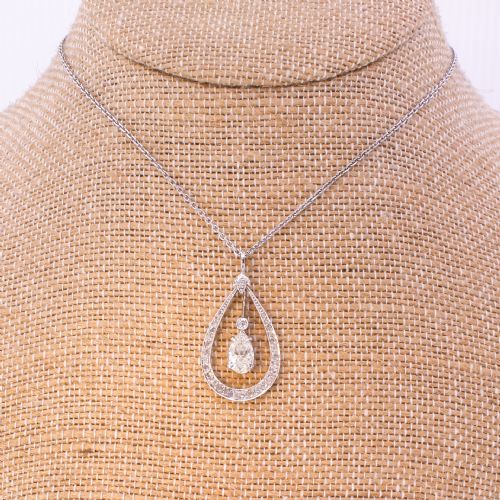fig 3. Art Deco 1.10 Carat Old Pear Cut Diamond Pendant, circa 1940