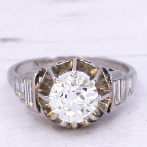 fig 2. Art Deco 1.26 Carat Old Cut Diamond Engagement Ring, circa 1940