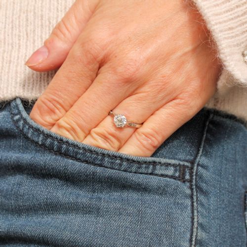 fig 1. Art Deco 0.89 Carat Old Cut Diamond Engagement Ring, circa 1930