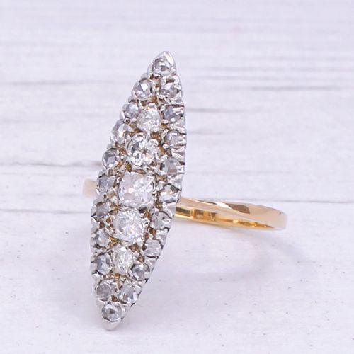 Mid Century 0.67 Carat Diamond Navette Ring, Circa 1950