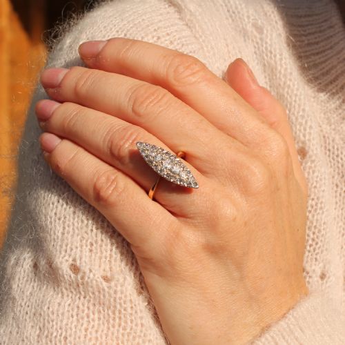 fig 1. Mid Century 0.67 Carat Diamond Navette Ring, circa 1950