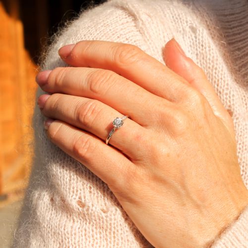 fig 1. Art Deco 0.54 Carat Old Cut Diamond Engagement Ring, circa 1935