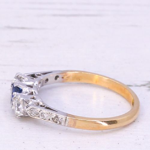 fig 3. Mid Century 0.35 Carat Sapphire & 0.30 Carat Diamond Trilogy Ring, circa 1960
