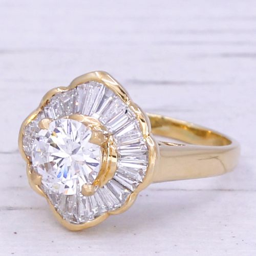 Mid Century 3.00 Carat Diamond Ballerina Ring, Circa 1965