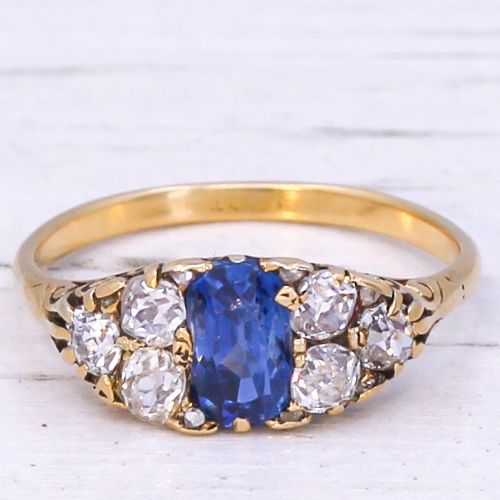 fig 2. Victorian 0.80 Carat Ceylon Sapphire & Diamond Ring, circa 1900