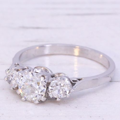 Art Deco 0.97 Carat Old Cut Diamond Three-stone Ring, Circa 1930