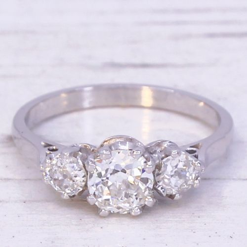 fig 2. Art Deco 0.97 Carat Old Cut Diamond Three-Stone Ring, circa 1930