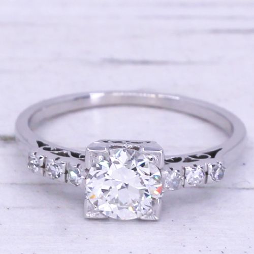 fig 2. Art Deco 0.75 Carat Old Cut Diamond Engagement Ring, circa 1940