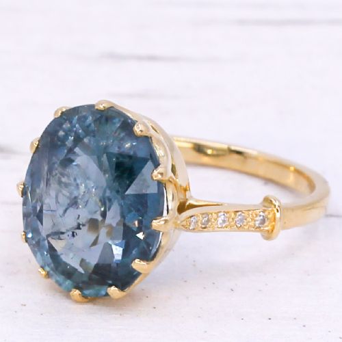 Art Deco 6.43 Carat Natural Sapphire Solitaire Ring, Circa 1940