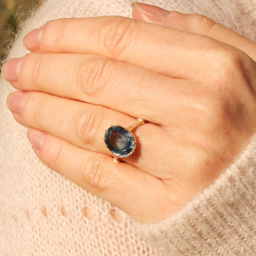 fig 1. Art Deco 6.43 Carat Natural Sapphire Solitaire Ring, circa 1940